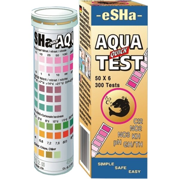 eSHa Aqua-Quick-Test - 6-in-1-Wasserteststreifen für Süsswasser