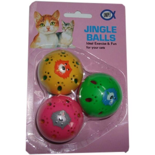 UNIPET +Katzenspielball mit Glocke - 3 Stück, 5 cm - Spielend Spaß!
