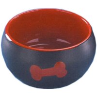 Hunde Keramiknapf Ø12,5 cm mattschwarz/rot mit...